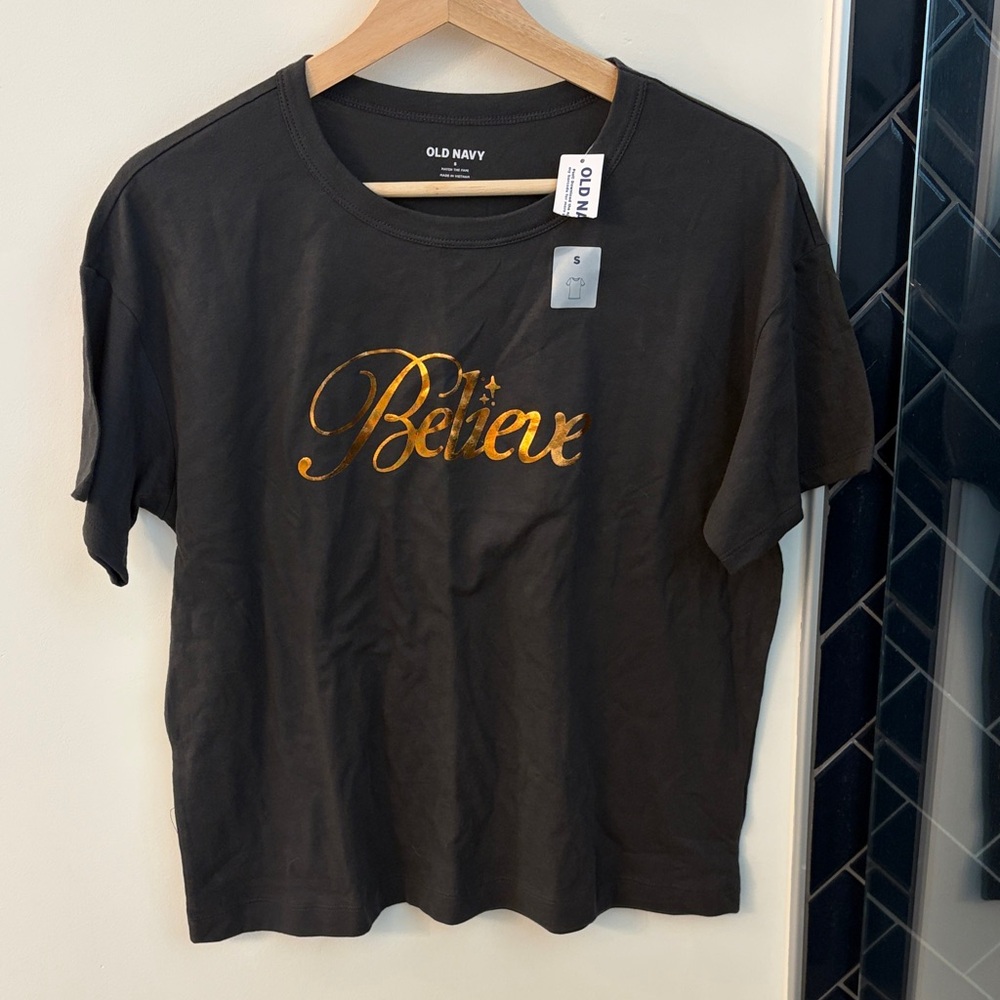 Old Navy Black Tee with Gold Script